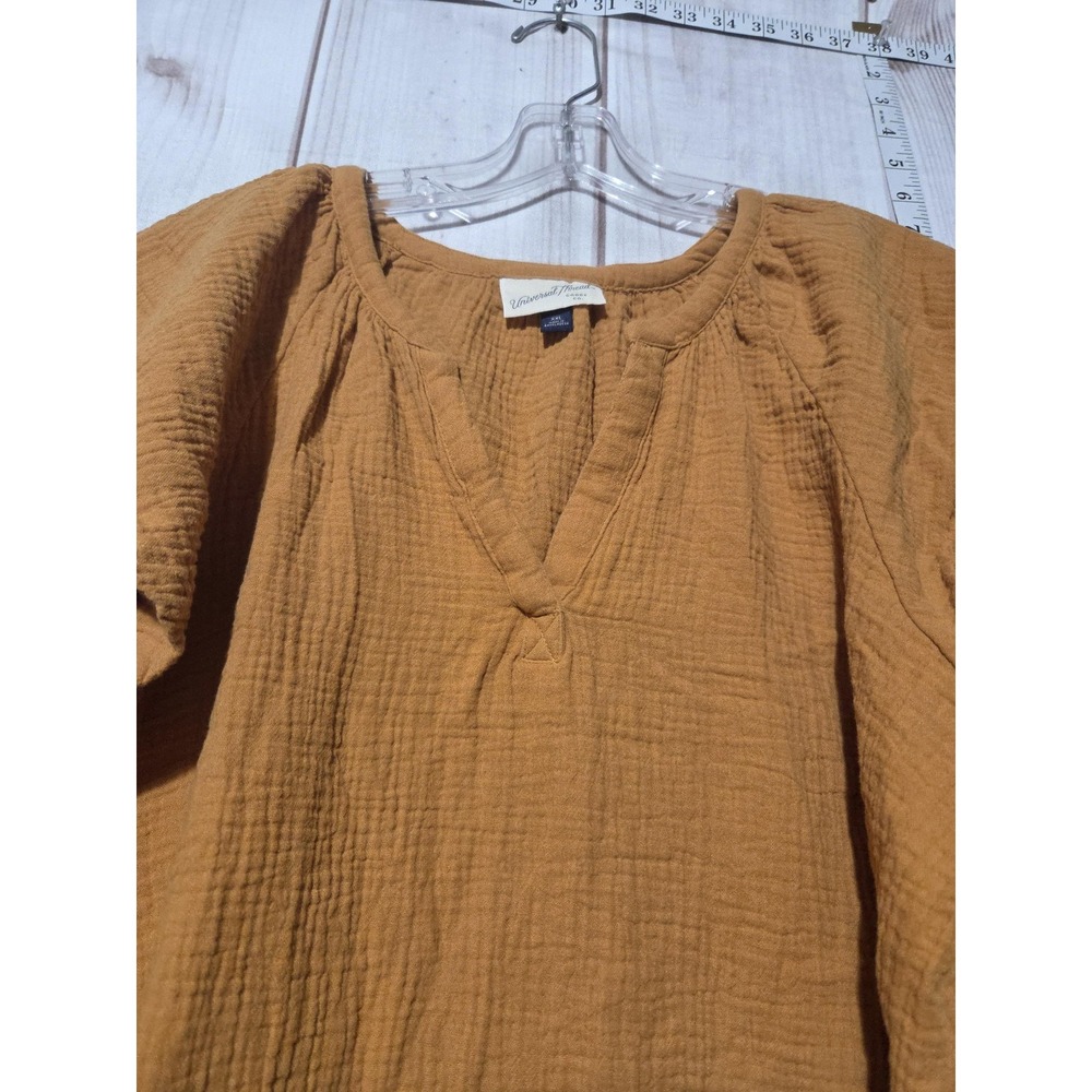 Universal Thread Mustard Yellow Cotton Gauze V-Neck Flutter Sleeve Top XXL - Picture 2 of 7